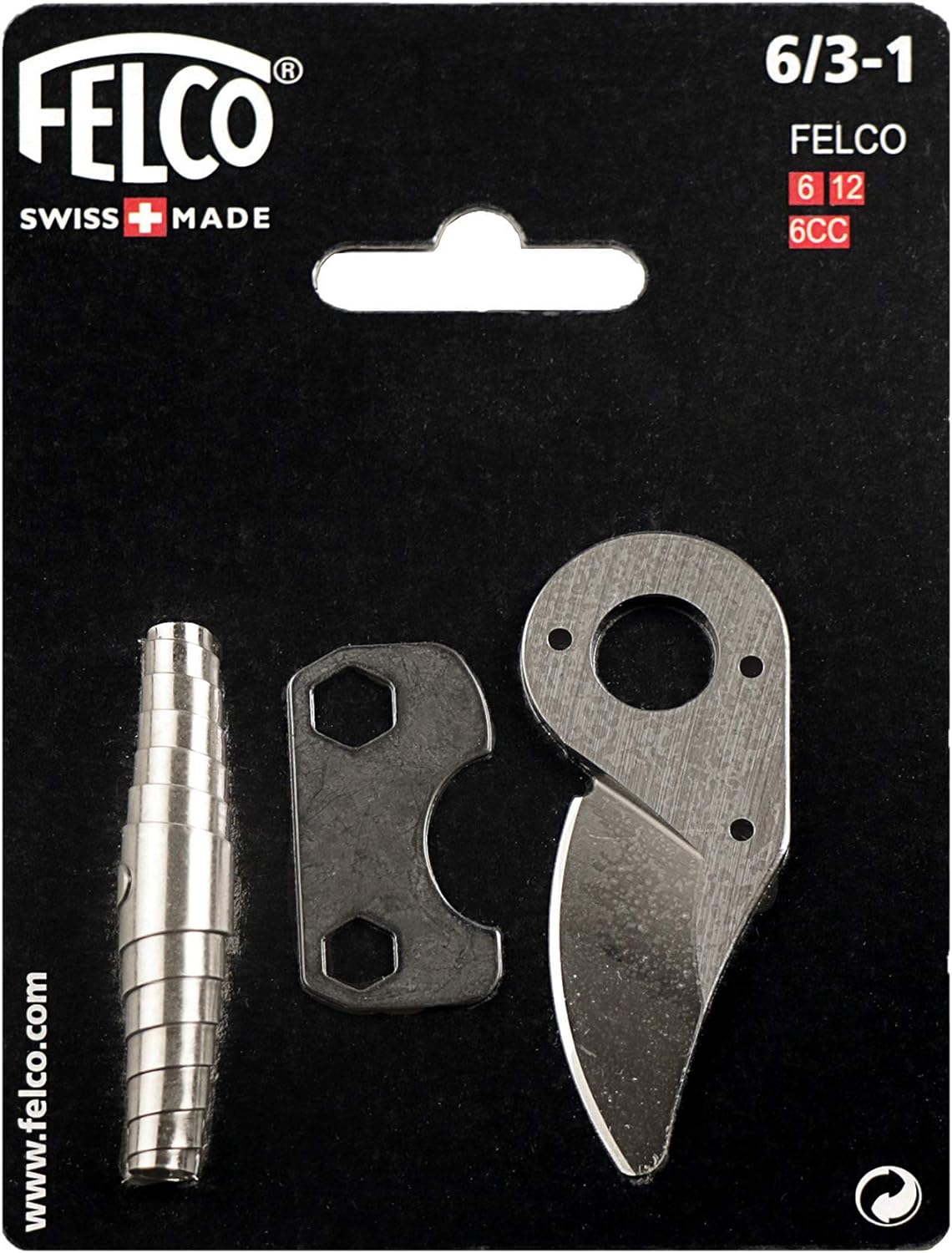 Felco Hand Pruner Replacement Kit (6/3-1) - Spare Blade, Spring, & Adjustment Key for Garden Shears & Clippers, Silver